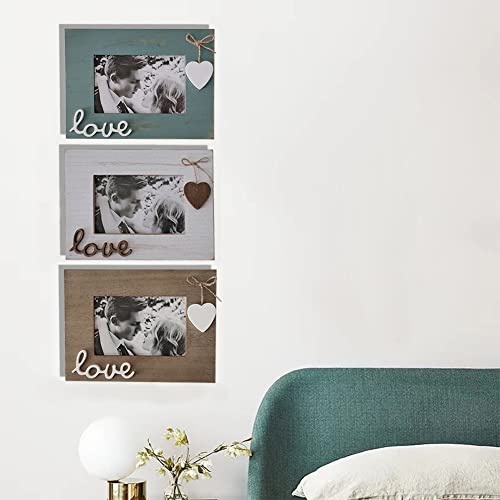 Simelecor 4X6 Love Picture Frame Wood Horizontal With Heart For Table Top And Wall Mounting-Distressed Wooden Photo Frame Hd Glass Inside (Wood) #TOP6