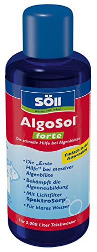 Söll 82718 AlgoSol forte Teichpflegemittel schnelle Hilfe gegen Algen im Teich 250 ml - hoch konzentrierte Teichpflege Algenbekämpfung mit Lichtfilter gegen Teichalgen Schwebealgen