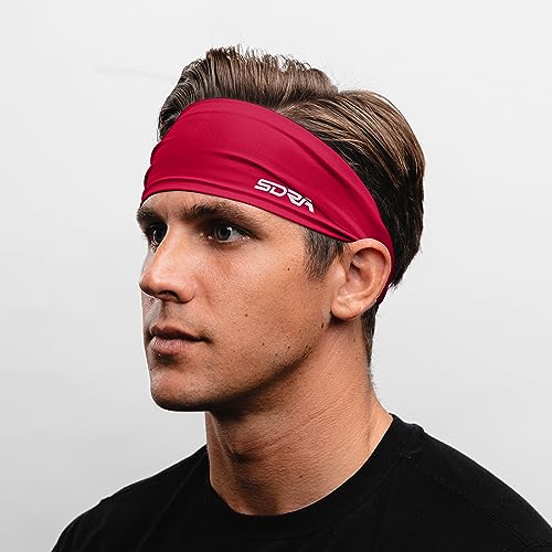 Image of Suddora Solid Color Wide Headband /Sweatband - Workout, Football, Soccer, Yoga (Red)