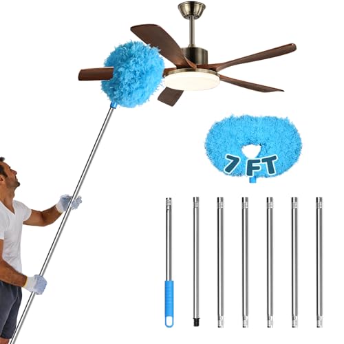 Image of Storystore Ceiling Fan Cleaner Duster - Adjustable Duster with Extension Pole,Dusters for Cleaning Fan Blade, Walls and Cobweb (7FT /Blue)