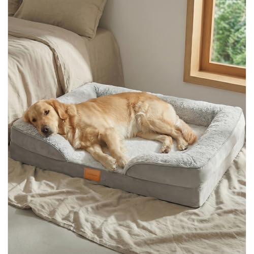 Image of Orthopedic Dog Bed,Waterproof Memory Foam Dog Bed with Washable Removable Cover, Featuring Waterproof Lining and Non-Slip Base,Bolster Dog Couch,Suitable for Use with Dog Crate and Indoors.