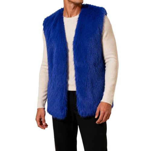 Image of Colf Men's Winter Sleeveless Faux Fur Vest Short Coat | Mens Faux Fur Jacket, Short Coat , Sleeveless Waistcoat, Winter Overcoat, Fluffy