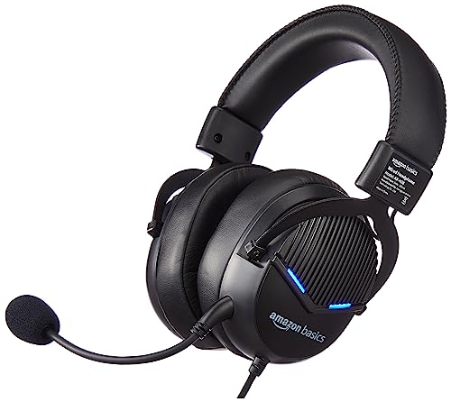 amazon basics USB Gaming Wired On-Ear Headphones with Detachable Mic, with...
