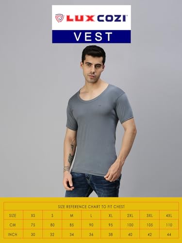 Image of Lux Cozi Men's Pack of 3 Multicolor Half Sleeves Cotton Vest