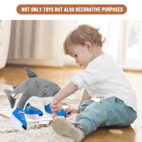 Ajuanbazha Tralalero Tralala Hai Plüschtier, Lustige Italian Brainrot Meme Figur mit Sneakers, Weiches Kuscheltier Spielzeug für Kinder & Erwachsene, Geschenkidee für Fans (A)