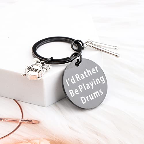 Image of CENWA Drummer Gift Drummer Keychain I'd Rather Be Playing Drums Drum Kit Gifts Musician Keychain Drum Player Band Gifts