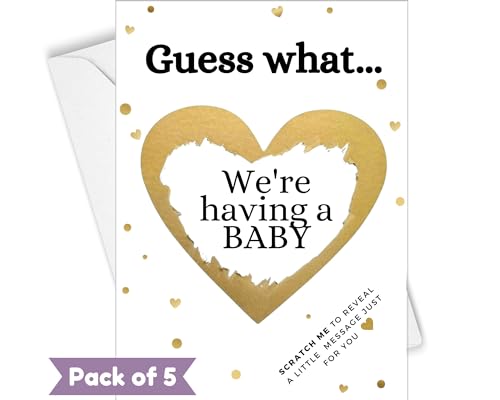 5 Pack Pregnancy Announcement Cards Baby Reveal Scratch Cards: Guess What... We're Having a BABY Surprise Novelty Gift Idea Scratchcards for New Dad Grandparents - Image 2