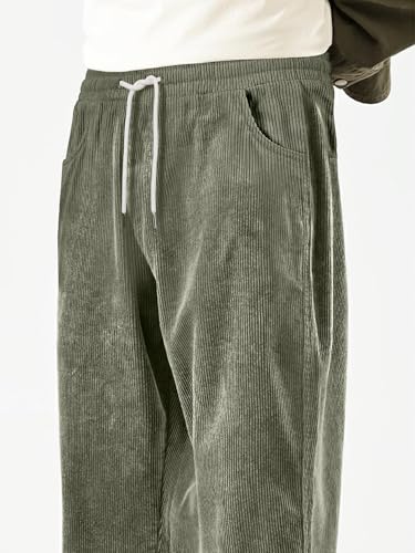 HOTake Men's Casual Corduroy Pants Elastic Waist Drawstring Baggy Sweatpants Loose Fit2