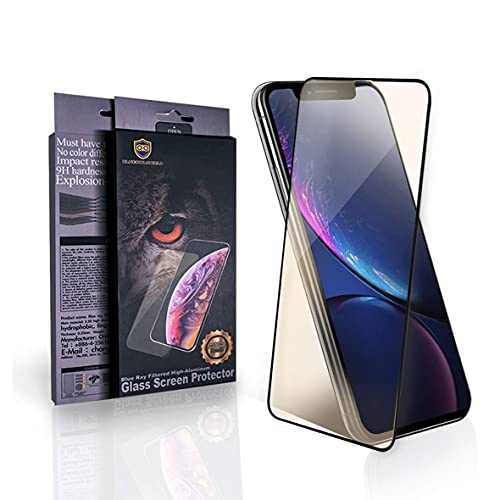 BLUEOWLSHIELD 6.1 Inch Blue Light Tempered Glass Screen Protector Compatible for Apple iPhone 11 & iPhone XR, For Eye Care (6.1 inch Full Screen Coverage (except edges))