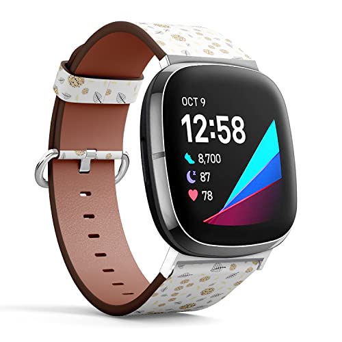 CJBROES Replacement Leather Watch Band, Compatible with Fitbit Versa 3 and Fitbit Sense of Wristband Bracelet Accessory - Orange