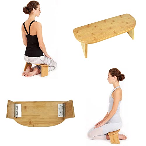 Meditationsbank, Bambus-meditationshocker, Klappbarer Kniesitz, Ergonomischer Bambus-Yoga-hocker Cover