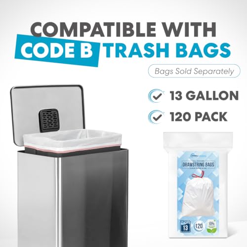 Image of SIMPLI-MAGIC 50 Liter / 13.2 Gallon Soft-Close, Smudge Resistant Trash Can with Foot Pedal and Built in Filter- Stainless Steel, Sleek Finish