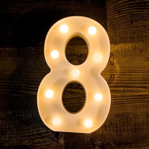 Image of Marquee 8 Number Shaped LED Light Lamp for Decoration Decore Walls Hanging Birthday Party Wedding (Eight)