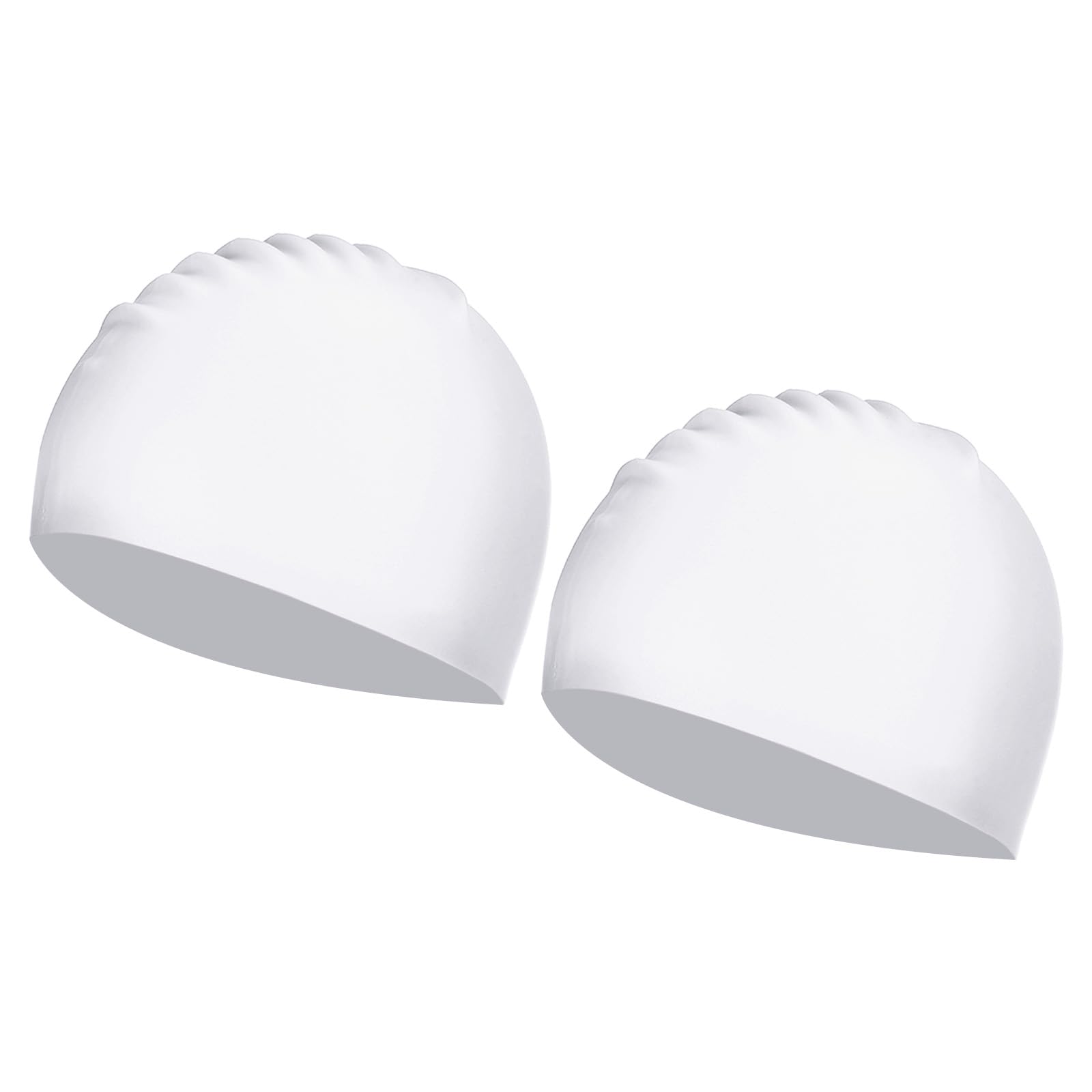PATIKIL Silicone Swim Cap, 2 Pcs Waterproof Swimming Hats Non-Slip Adult Swimming Cap for Women and Men Swim Training Racing, White