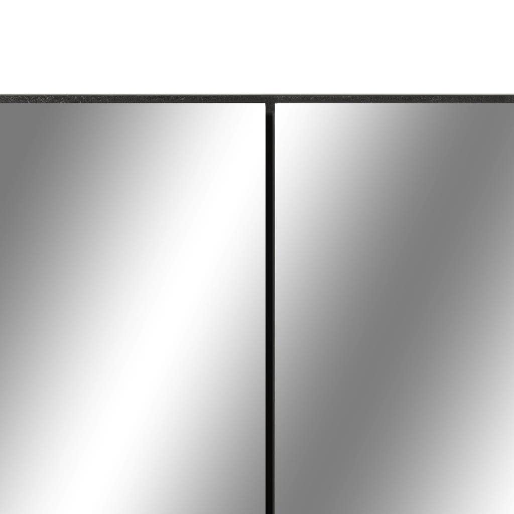 Szafka z lustrem LED do łazienki, czarna, 80 x 15 x 60 cm, płyta MDF z melaminą, przyłącze USB, 2 drzwi, 3 półki, montaż ścienny do umywalki i umywalki, oszczędność miejsca do przechowywania