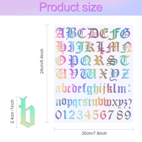 Image of Teling 8 Sheets Letter Stickers Vinyl Old English Alphabet Number Stickers Self Adhesive Stick on Letters for Back to School Scrapbooking DIY Art Business Mailboxes Address Craft(1 Inch,Matte Silver)