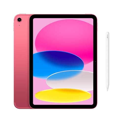 Apple iPad 11-inch: A16 chip, 11-inch Model, Liquid Retina Display, 256GB, Wi-Fi 6 + 5G Cellular, 12MP Front/12MP Back Camera, Touch ID, All-Day Battery Life — Pink with Apple Pencil (USB-C)