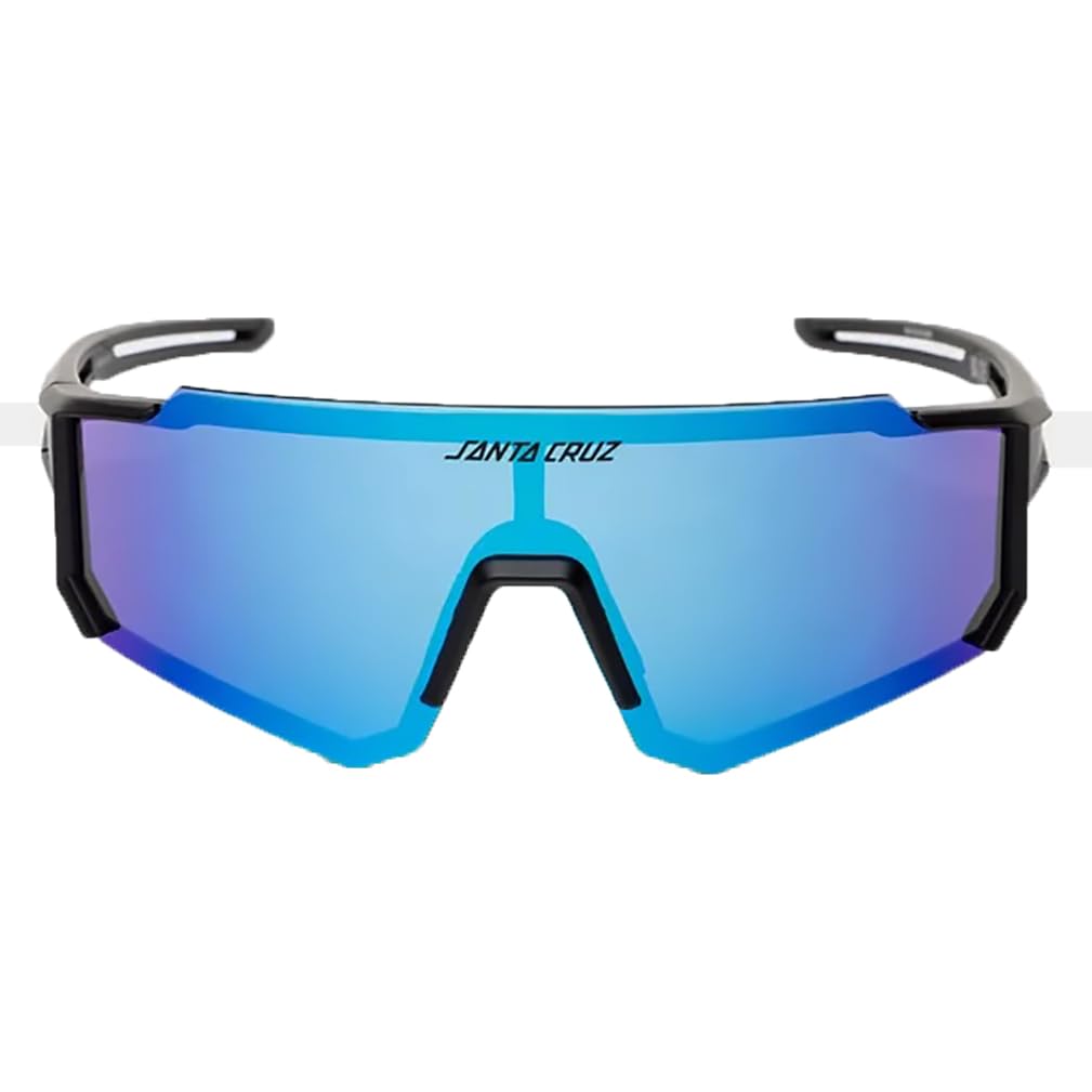 SANTA CRUZ Occhiali da sole specchiati blu ciclismo corsa strip reacer con custodia rigida -lenti protezione raggi UV 100%