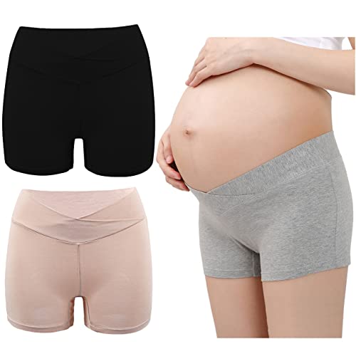 Culottes Maternité Lot de 3 Culotte de Sécurité 100% Coton de Grossesse Culotte Maternite Enceintes Briefs Femme sous-vêtements Taille Basse en U Knickers pour Robe et Enceinte Cover
