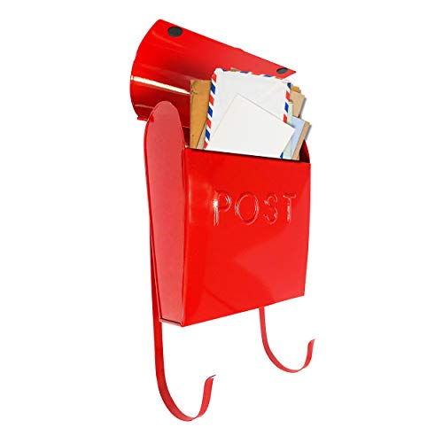 Image of NACH Mailboxes for Outside Wall Mount, 12 x 11.2 x 4.5 inch, Red Wall Mounted Mailbox, Waterproof Mailbox with Outdoor Newspaper Holder - The Euro Mailbox