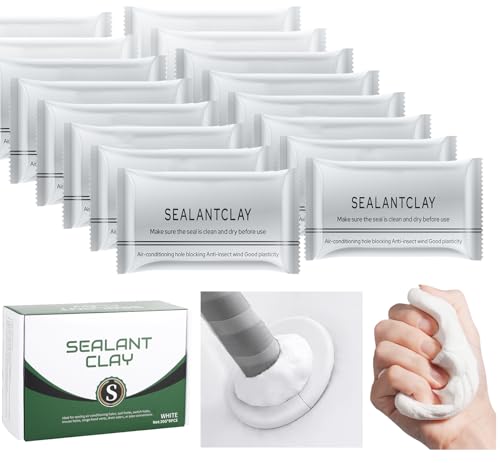 Image of Waterproof Sealant Mastic,Pack of 16 White Seal Putty Waterproof Duct Seal Repair Sealing Clay, Quick Mending Mud for Drain Connection, Wall Hole, Air Conditioning Hole Seal Putty