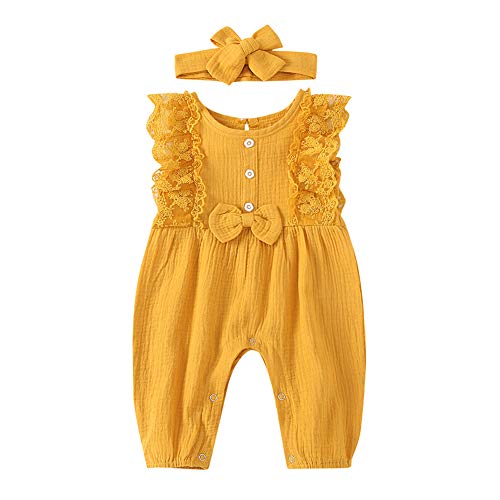 Baby Girl Romper Lace Clothes One Piece Jumpsuit Cotton and Linen Bodysuit Newborn Infant Onesies Pants