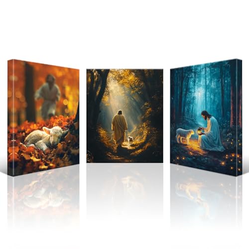 Artscope Stampe e Quadri su Tela 3 pz. Gesù e l'Agnello Perduto Immagine Fotografia Murale Tela Wall Art Bel Regalo per Home Decor Ristorante Cucina Regalo di Anniversario Compleanno 30x40CM Artscope Stampe e Quadri su Tela 3 pz. Gesù e l'Agnello Perduto Immagine Fotografia Murale Tela Wall Art Bel Regalo per Home Decor Ristorante Cucina Regalo di Anniversario Compleanno 30x40CM