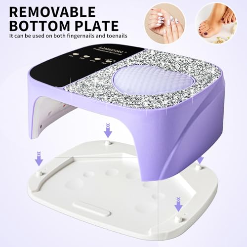 Image of LIMEGIRL UV LED Nail Lamp Kit for Gel Polish Professional Fast Curing Purple Dryer Light Set with 4 Timer Settings Cordless Rechargeable Nail Art Cure Machine for Manicure Pedicure at Home and Salon