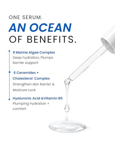 Image of NARRA HydraMarine - Hydrating & Plumping Serum | 9 Marine Algae Complex, Ceramides & Hyaluronic Acid | Deep Hydration, Barrier Repair, Plumping | Lightweight Non-Sticky Texture | Suitable for All Skin Types | 10 ml | Pack of 1