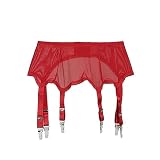 VOIV Giarrettiere da Donna Sexy retrò a Vita Alta in Maglia Elastica con Reggicalze Trasparente 6 Fibbie in Metallo