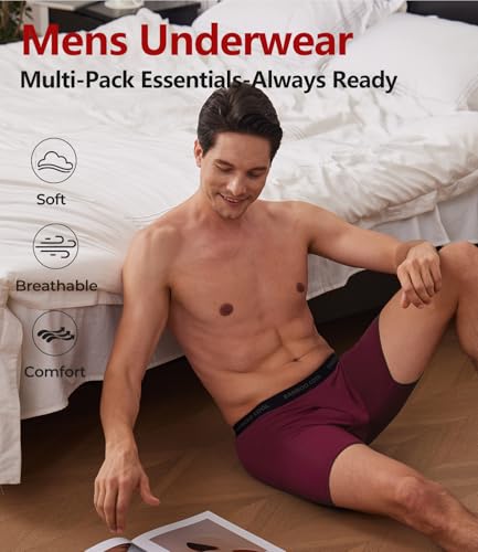Image of BAMBOO COOL Men's Underwear Boxer Briefs Ultra Breathable Stretch No Riding Up with Fly Multipack