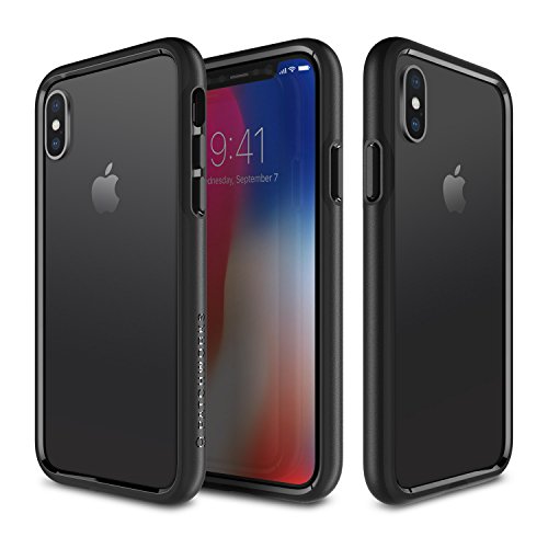 iPhone X Case, Patchworks [Level Silhouette Series] One Piece Triple Material TPU PC with Added Corner Cushion Drop Protection Bumper Frame Case for iPhone X / 10 - Black