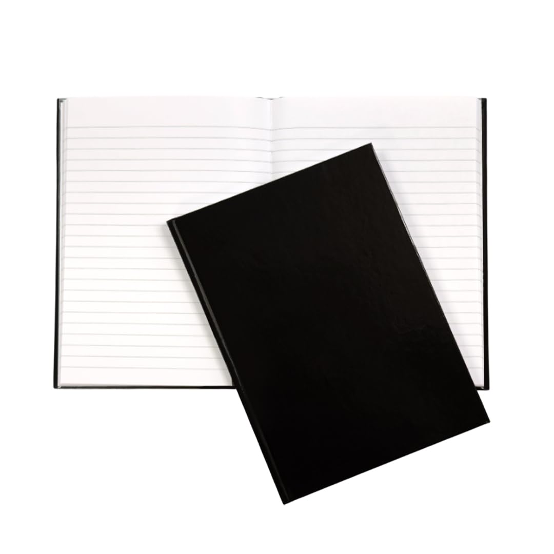 Janrax A5 160 Pages 8mm Ruled Charcoal Black Casebound Notebook