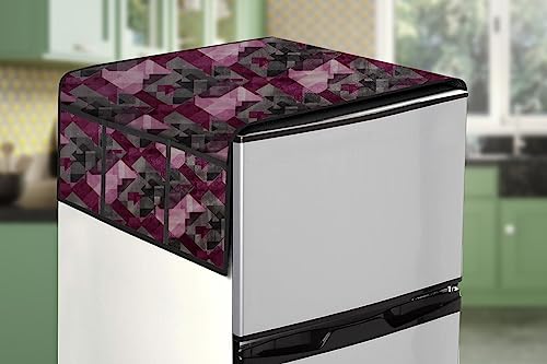 Image of Stylista Refridgerator top Cover Suitable for Samsung RR23C2F24S8 /HL, 215 Liter Fridge, Dimension (WXD) 71x109 CM, Chekered Pattern Maroon