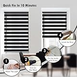 Funky Gadgets Day and Night Roller Blinds Dual Layer Fabric Zebra Blind Translucent or Blackout Vision Roller Shades No Drill Blinds Curtains for Windows and Doors Black, 49W x 165H cm - Image 7