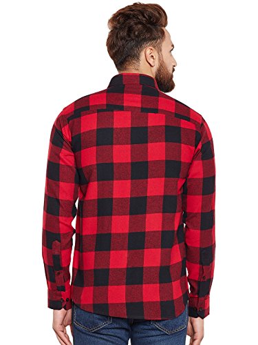 Image of Hancock Red & Black Buffalo Checked Pure Cotton Slim Fit Casual Shirt-43541RED