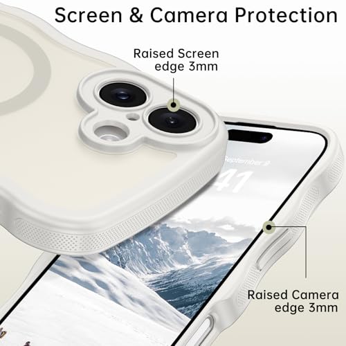 Image of YINLAI for iPhone 17 Case 6.3-inch [Compatible with MagSafe] [Soft Silicone] [Curly Wave] [Anti-Fingerprint] [Full Body Military Shockproof], Light Grey