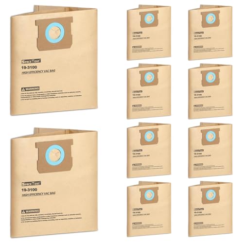 10 Pack 19-3100 Shop Vac Bags for Stanley 5 6 8 10 Gal Wet/Dry Vacuums