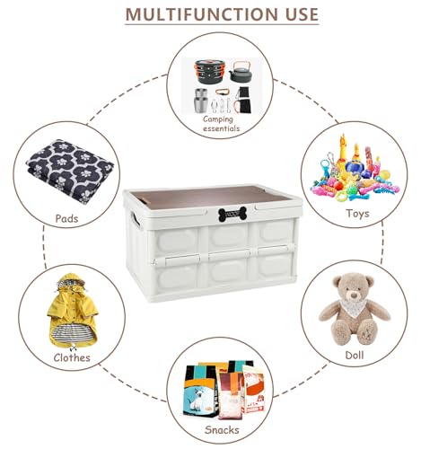 Collapsible Dog Toy Basket with Handles, Dog Stuff Organizer, Portable Pet Storage Bin with Wood Cover for Toys, Snacks and Camping Essentials, Ideal for Car Trunk, RV Trip, Picnic - Image 6