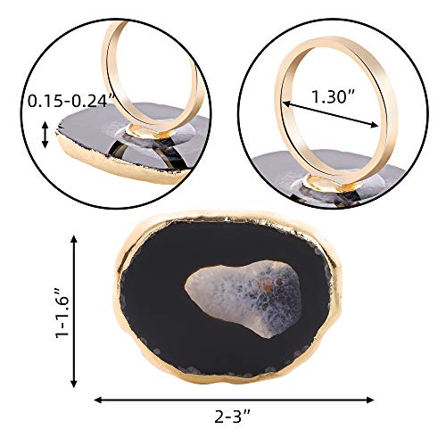 Gold Napkin Rings Set Of 4 Natural Agate Slice Christmas Napkin Ring Dinner Table Decor For Parties Wedding Holidays Thanksgiving Geode Decor (Black)… #TOP1