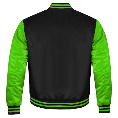 Men,s Letterman Bomber Style BasketBall Jacket Premium Satin Black Body & Multicolor Sleeves Jacket4