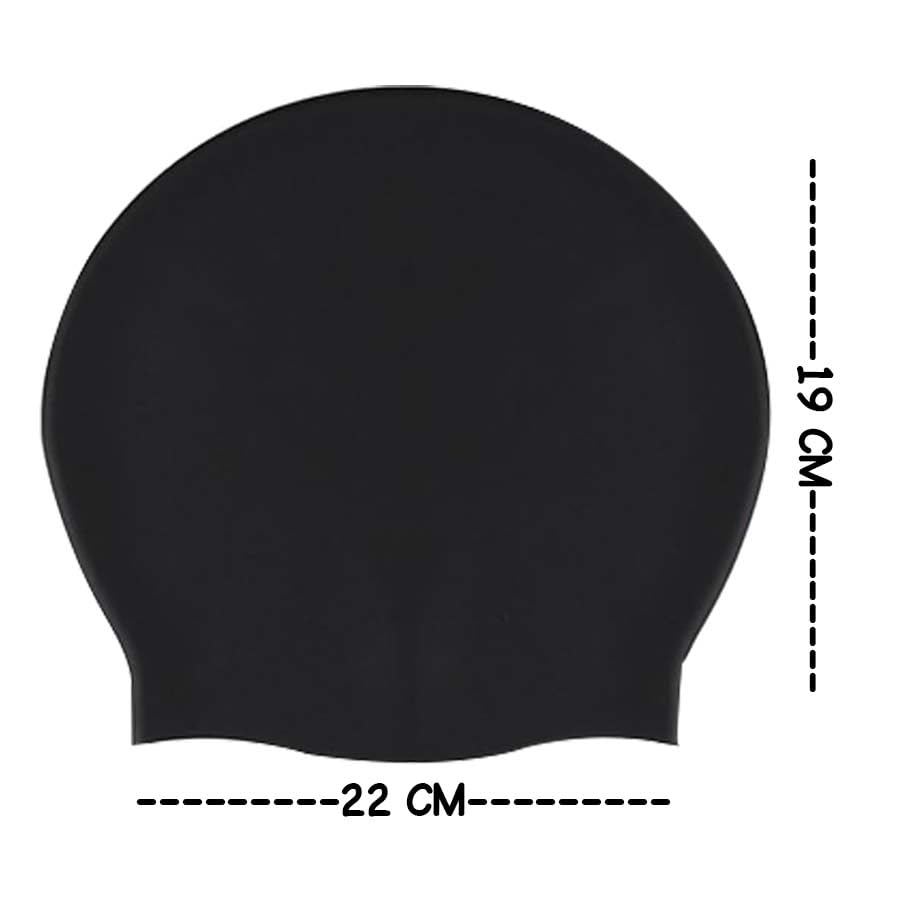 Image of MAJIK Silicone Swimming Cap for Men, Women and Kids Waterproof Swim Cap with Easy Fit Swimming Accessories (Black)