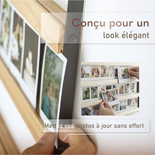 Générique Tapeera Pêle-Mêle Photos Mural en Bois – Compatible avec Fujifilm Instax Mini Film – Pour 27 Photos – Support Mural 3 Niveaux – NON compatible avec Polaroid – vue 4