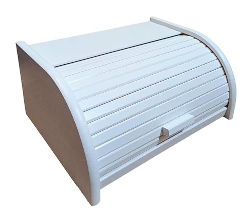 Panera de madera con tapa corredera de madera densa - Grande - BLANCO