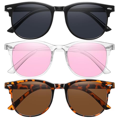 CHAOSELF 3 Pack Round Sunglasses for Women Men Retro 90s Vintage Style UV400 Eye Protection Lightweight Fashion Glasses for Driving Travel Daily Wear