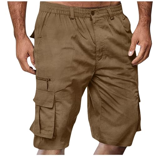 Image of Cargo Shorts for Men,Summer Casual Elastic Waist Big Tall Baggy Shorts Lightweight Hiking Short with Multi Pockets
