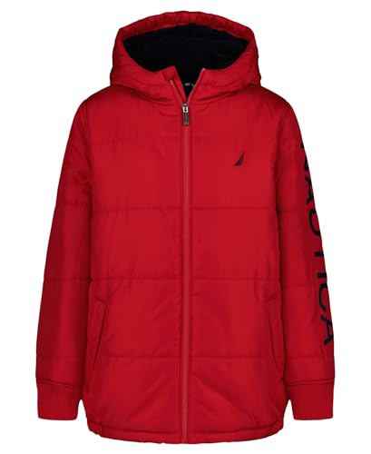 Image of Nautica Boys' Heavyweight Hooded Bubble Jacket With Polar Fleece Lining
