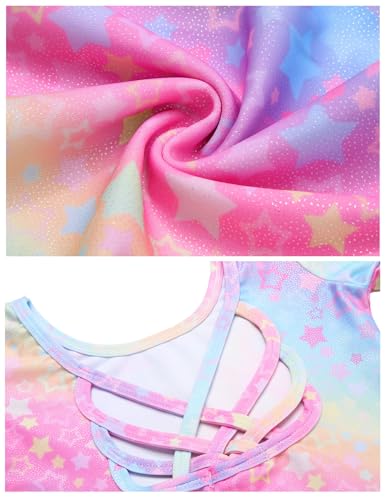 Image of Arshiner Girls Long Sleeve Ballet Leotards with Shinny Skirts Criss-Cross Back Dance Dresses