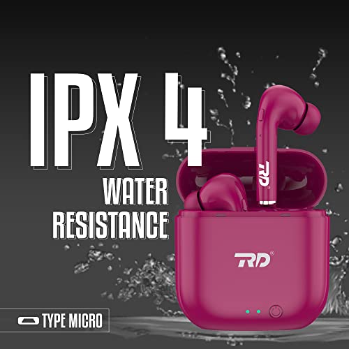 Image of RD TWS-140 Earbuds, 10mm Drivers, 40H Playtime, Upto 80ms Low Latency Gaming Earbuds, ENC Noise Cancellation, Truly Wireless TWS Bluetooth 5.1, IPX4, Voice Assistance | 6 Months Warranty, Dark Pink