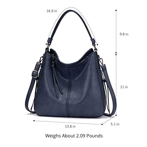 Image of Realer Hobo Crossbody Bags for Women Designer Faux Leather Hobo Handbags Retro Large Size Shoulder Bag Bucket Purse